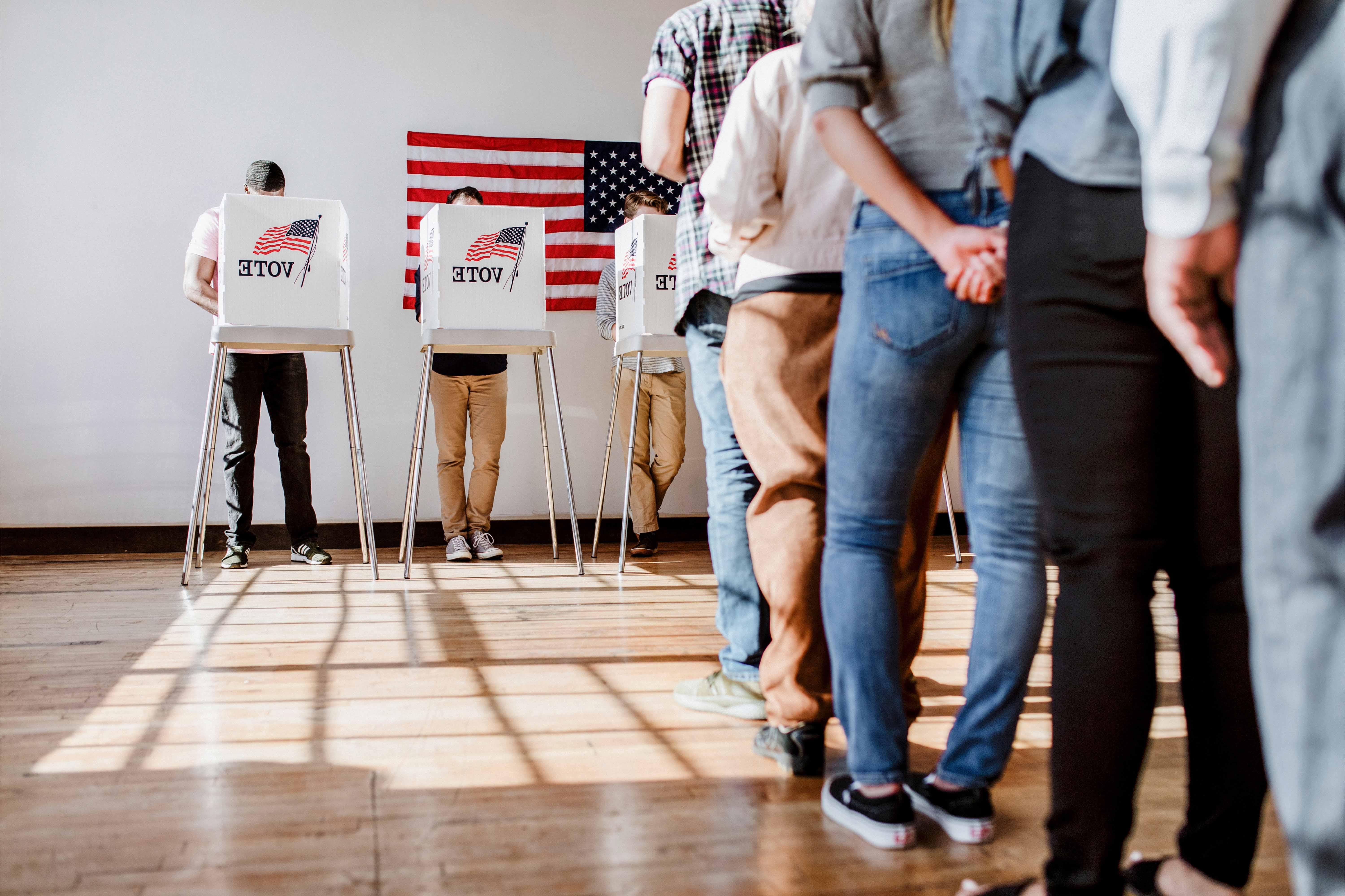 People standing in line to vote